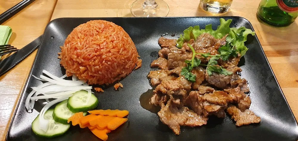 Beef Loc Lac with Rice Tomate Sauce